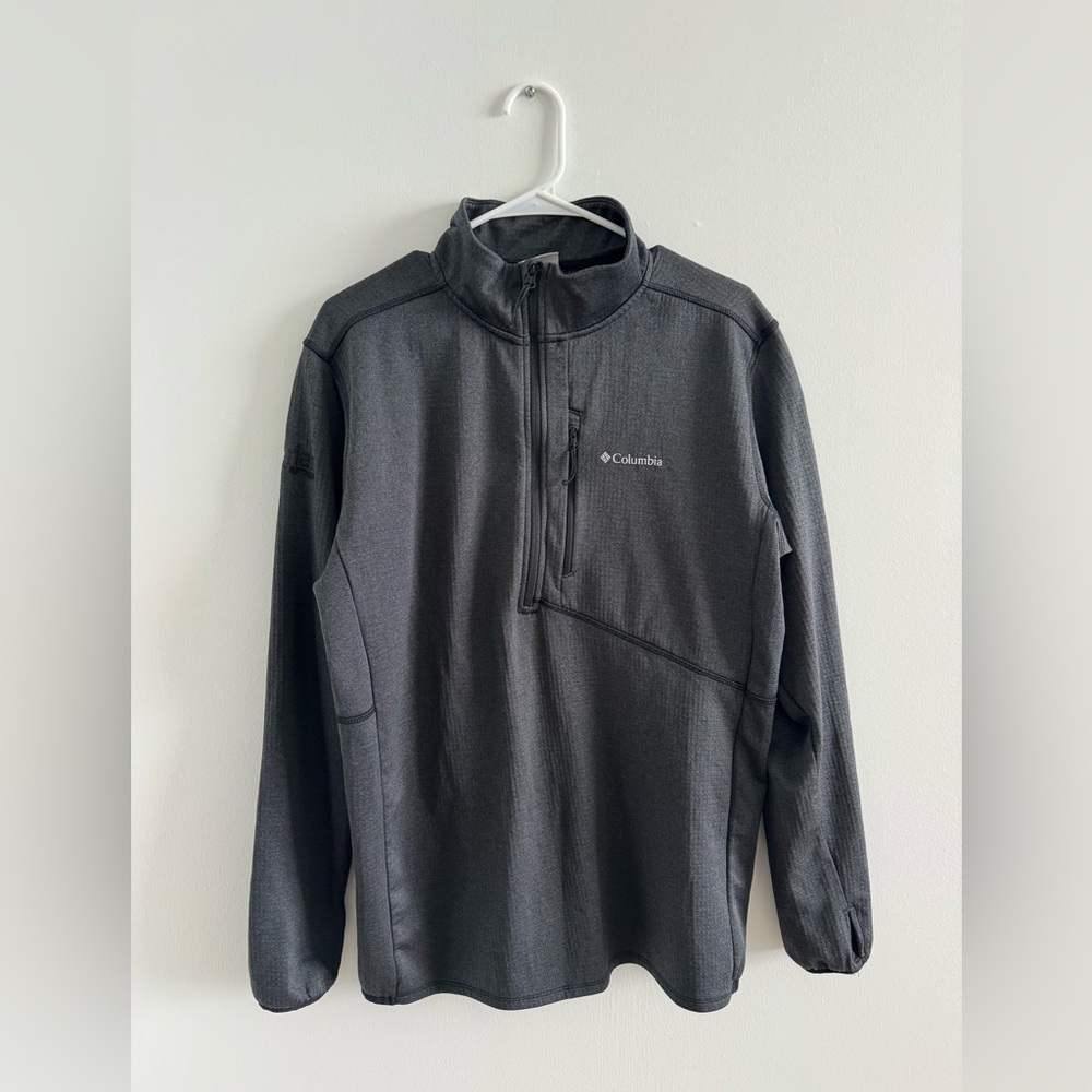 COLUMBIA Park View Fleece Half Zip Omni-Wick Men's Sz L Black Heather